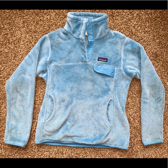 blue patagonia fleece pullover